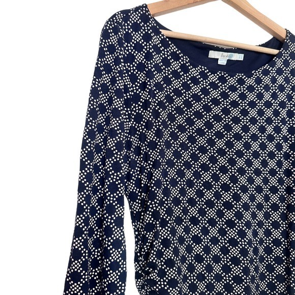Boden Boatneck Ruched‎ Honeycomb Pattern top size 12 - Picture 9 of 9